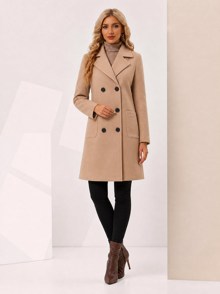 Women's Double Breasted Coat | Notch Collar
