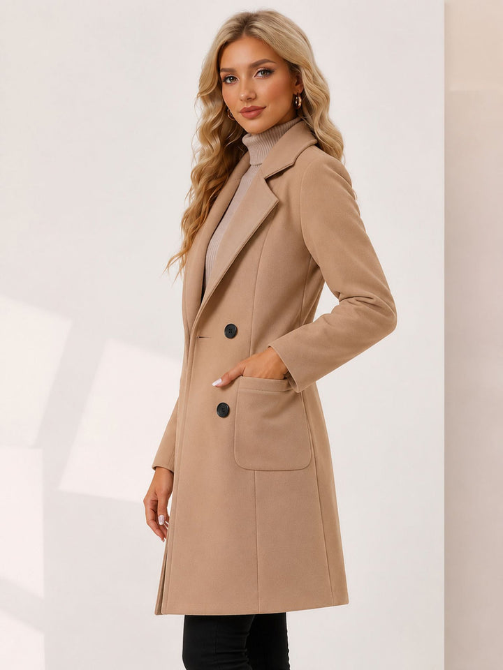 Women's Double Breasted Coat | Notch Collar