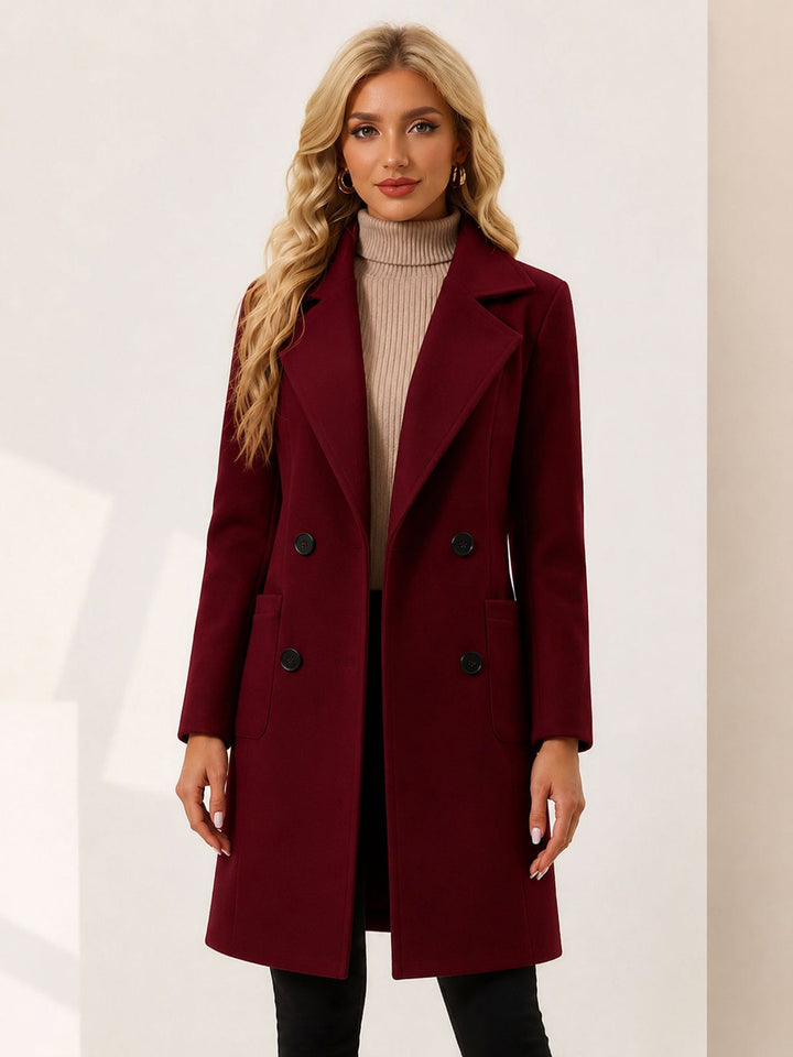 Women's Double Breasted Coat | Notch Collar