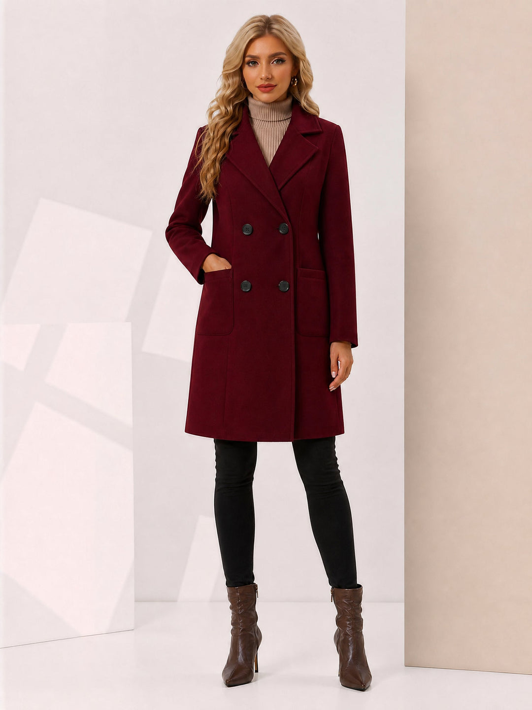 Women's Double Breasted Coat | Notch Collar