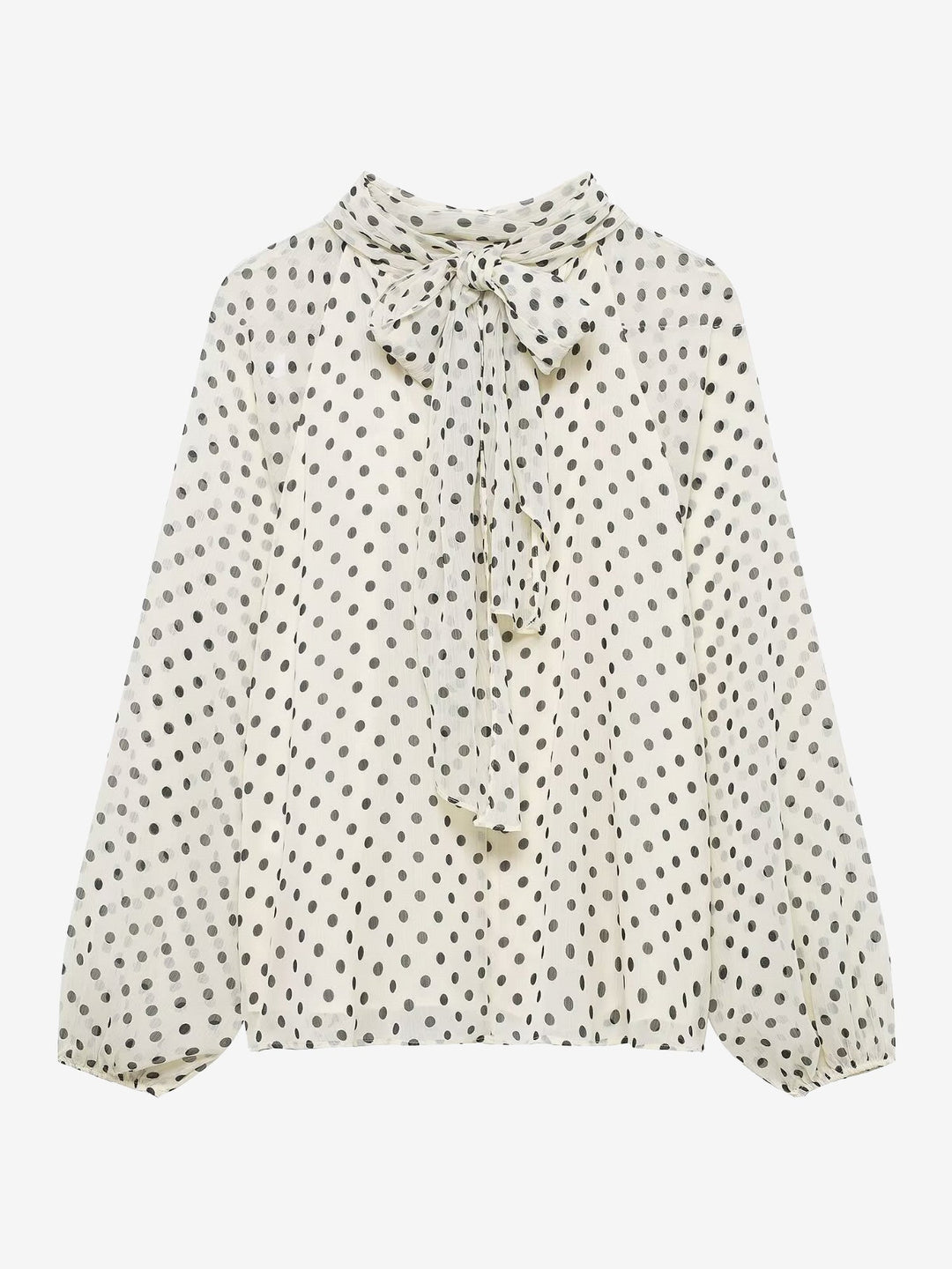 Women's Polka Dot Ruffle Neck Blouse | Sheer