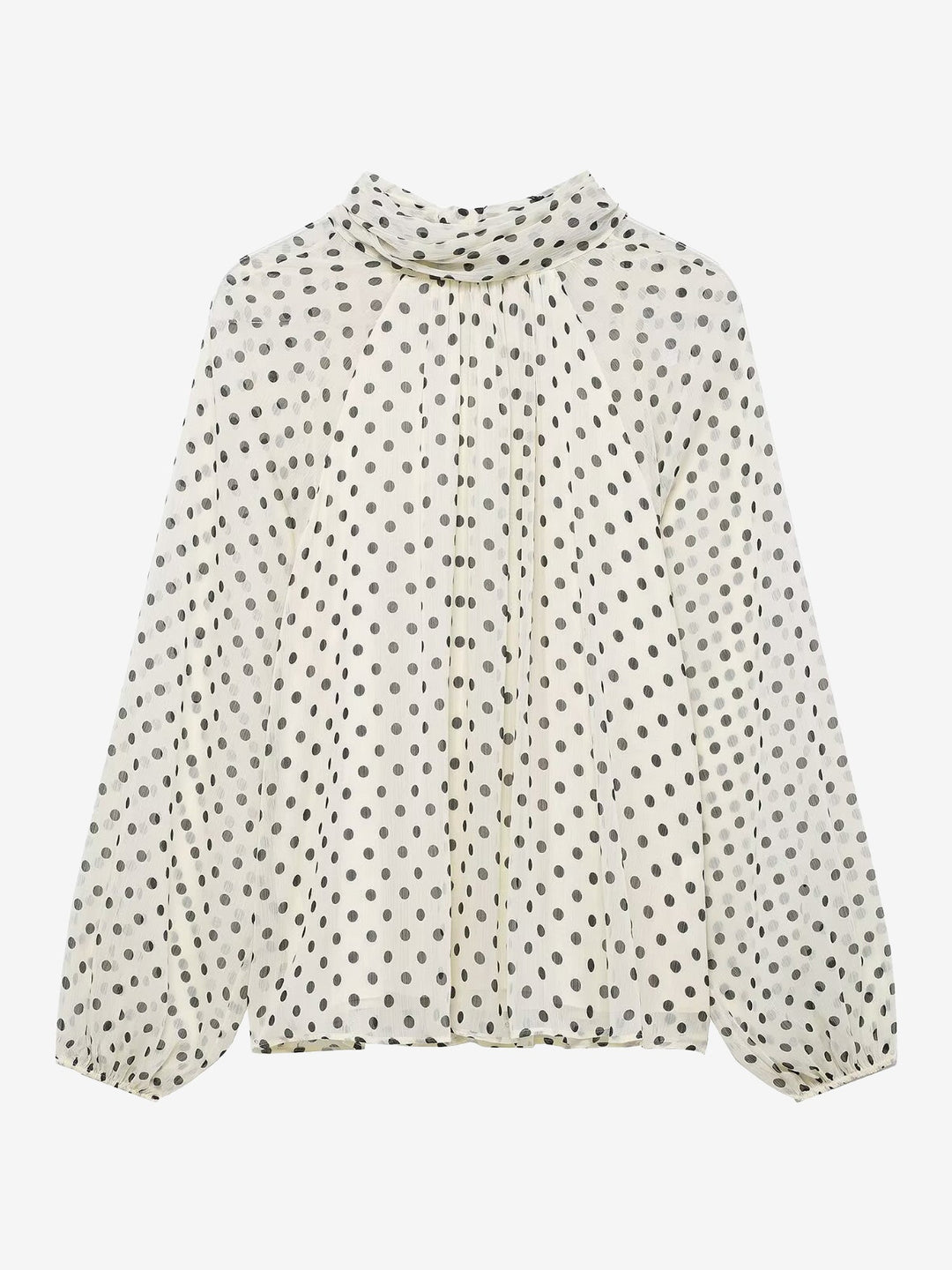 Women's Polka Dot Ruffle Neck Blouse | Sheer