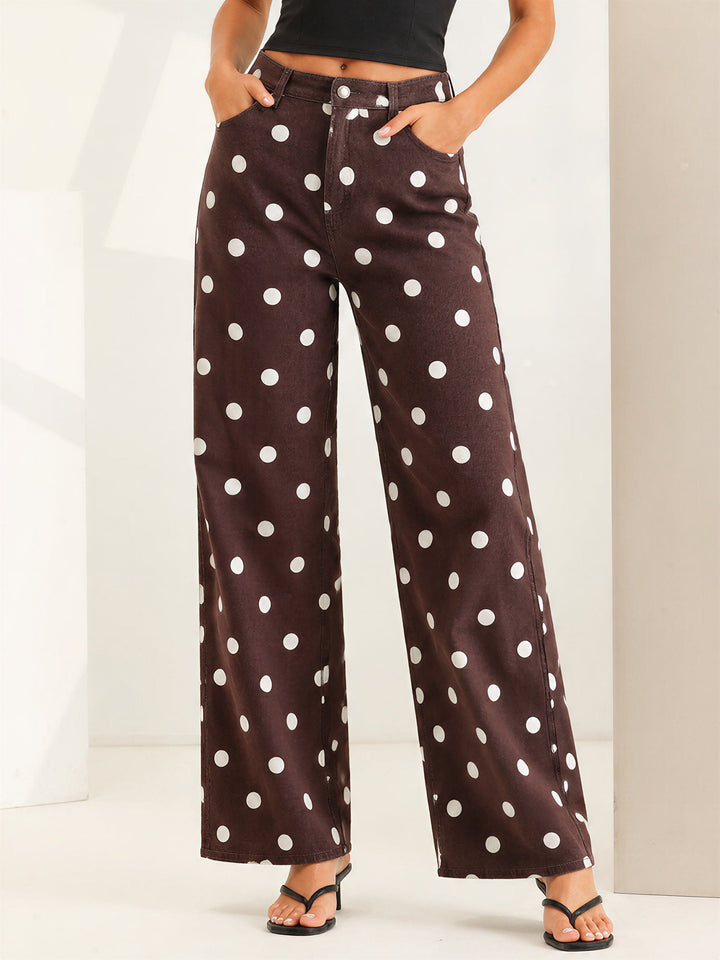 Women's Polka Dot Wide Leg Trousers | High Waist