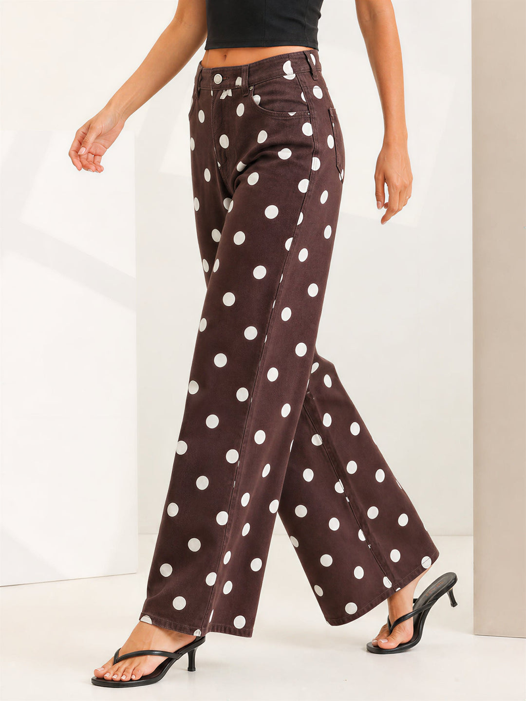 Women's Polka Dot Wide Leg Trousers | High Waist