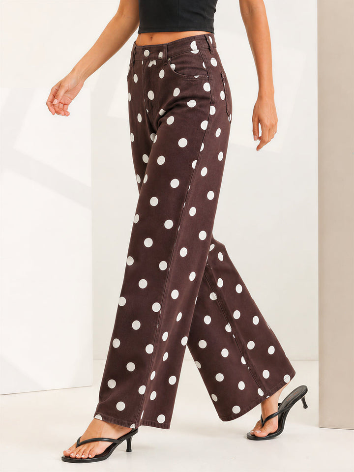 Women's Polka Dot Wide Leg Trousers | High Waist