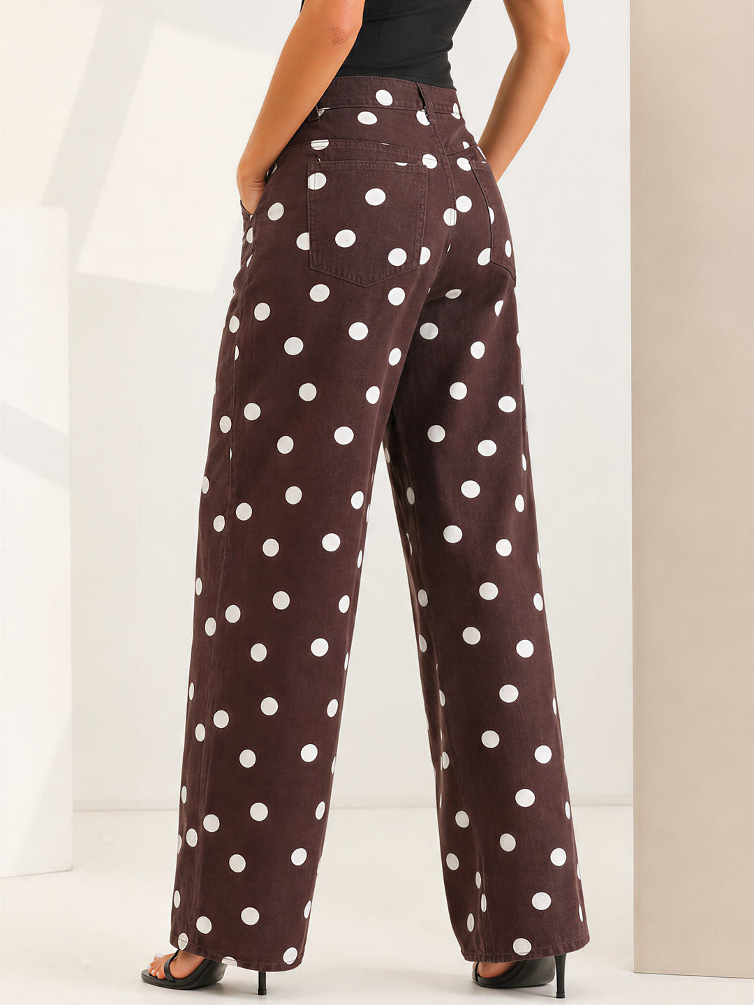 Women's Polka Dot Wide Leg Trousers | High Waist