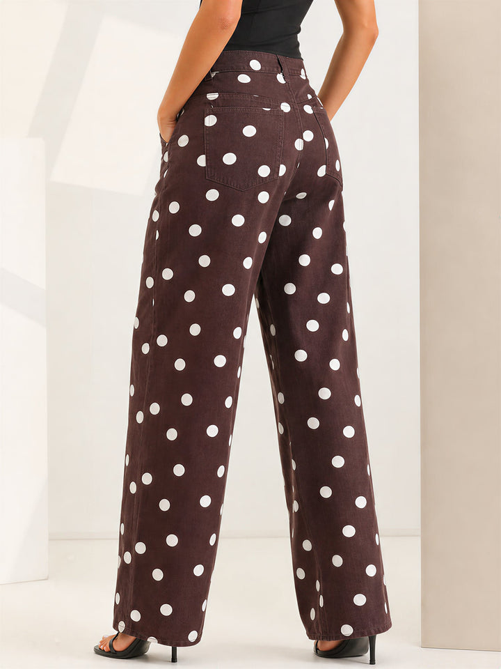 Women's Polka Dot Wide Leg Trousers | High Waist