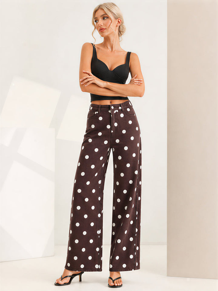 Women's Polka Dot Wide Leg Trousers | High Waist