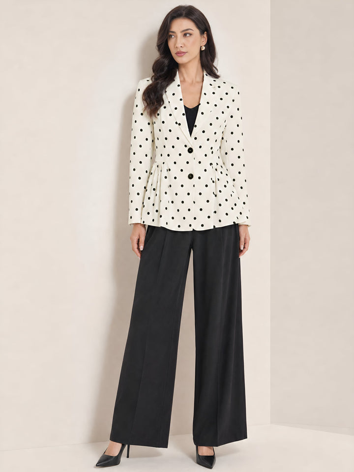Women's Chic Peplum Waist Blazer | Polka Dot