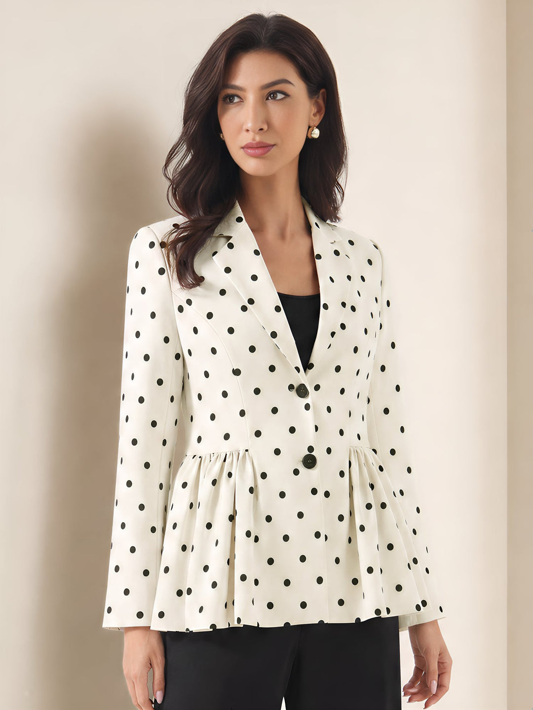 Women's Chic Peplum Waist Blazer | Polka Dot