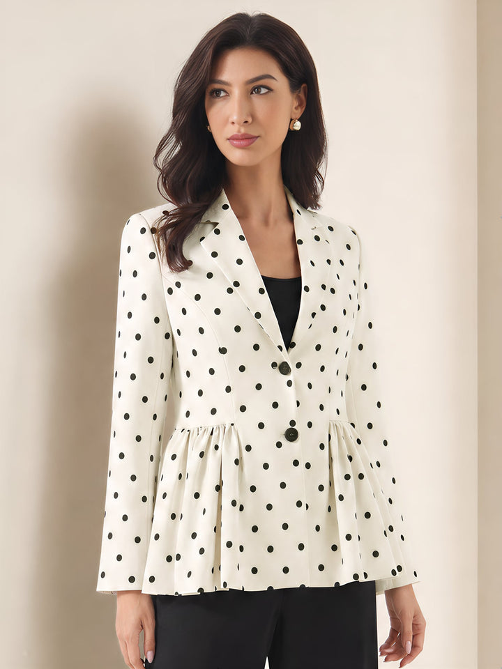 Women's Chic Peplum Waist Blazer | Polka Dot