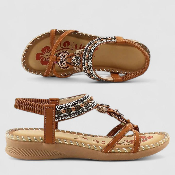 Women's Bohemian Flat T-Strap Sandals | Ankle Strap