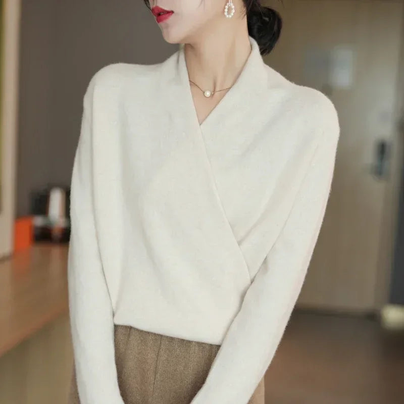 Women's Winter Wrap Knit Jumper | V Neck