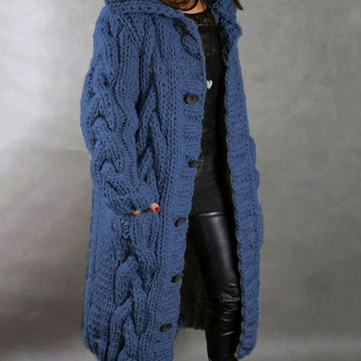 Women's Long Crochet Knit Cardigan | Hooded