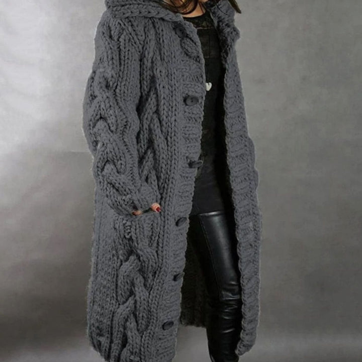 Women's Long Crochet Knit Cardigan | Hooded