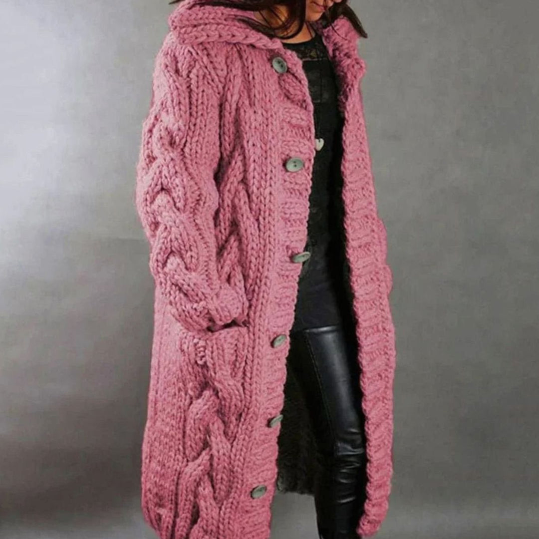 Women's Long Crochet Knit Cardigan | Hooded