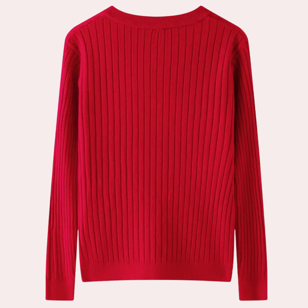 Women’s Ribbed Knit Sweater | Button Placket
