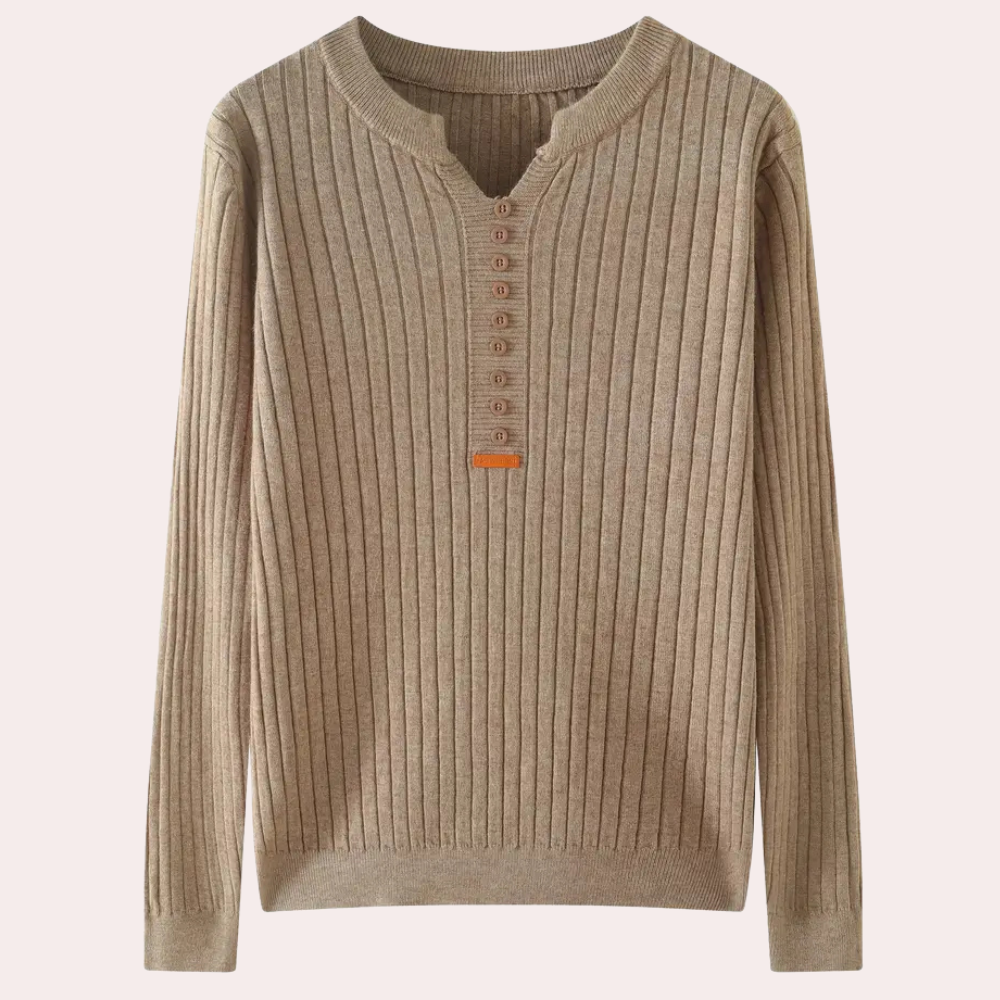 Women’s Ribbed Knit Sweater | Button Placket